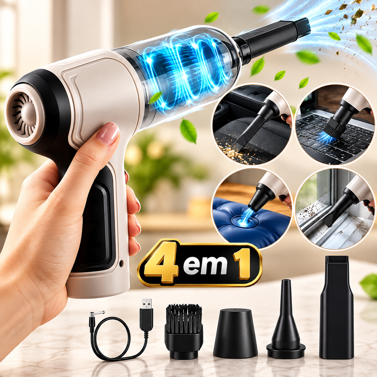 TurboVac 4X™ – Aspirador Sem Fios 4 em 1