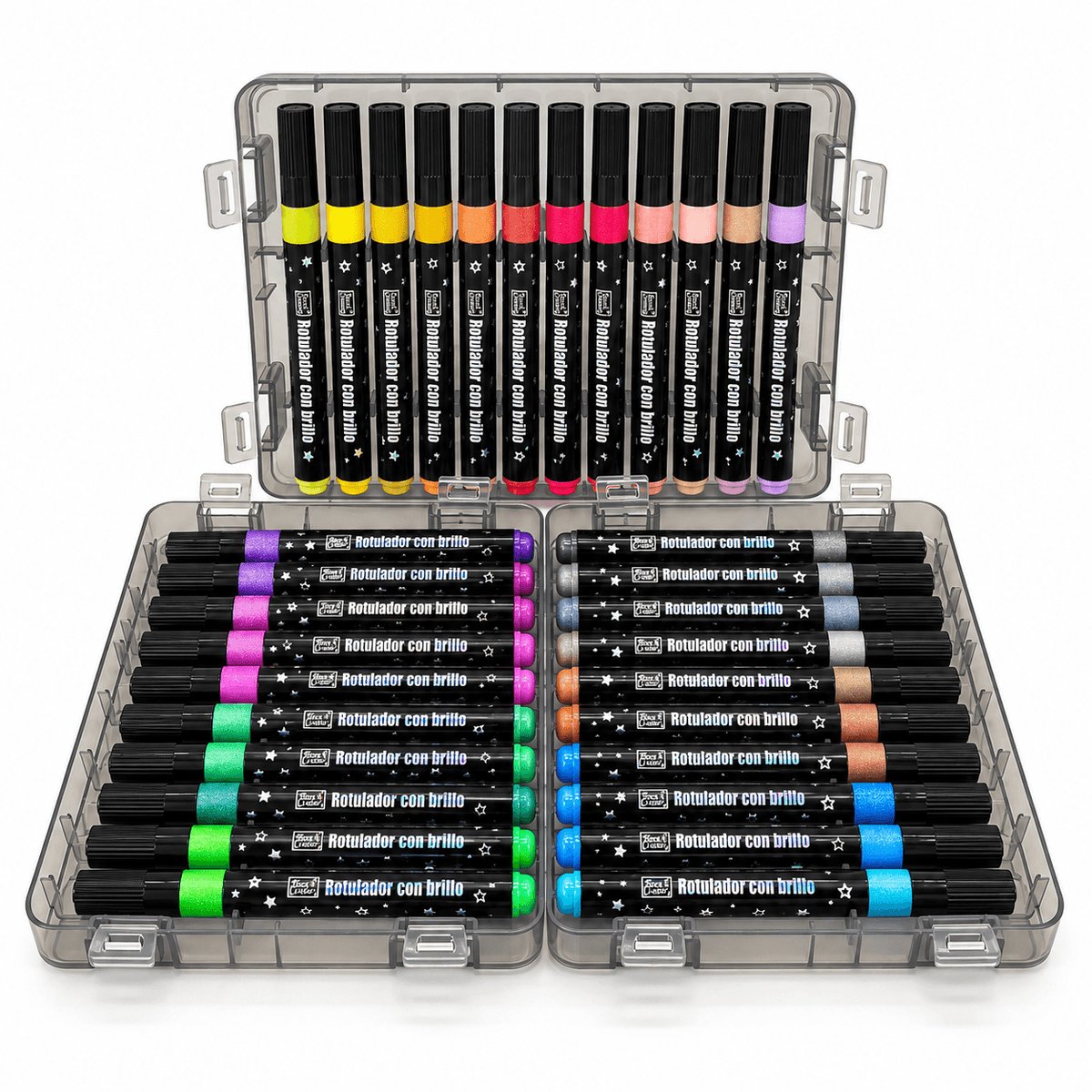 ✨ GlitterBrush™ – Marcadores com Brilho, 36 Cores + Linda Maleta
